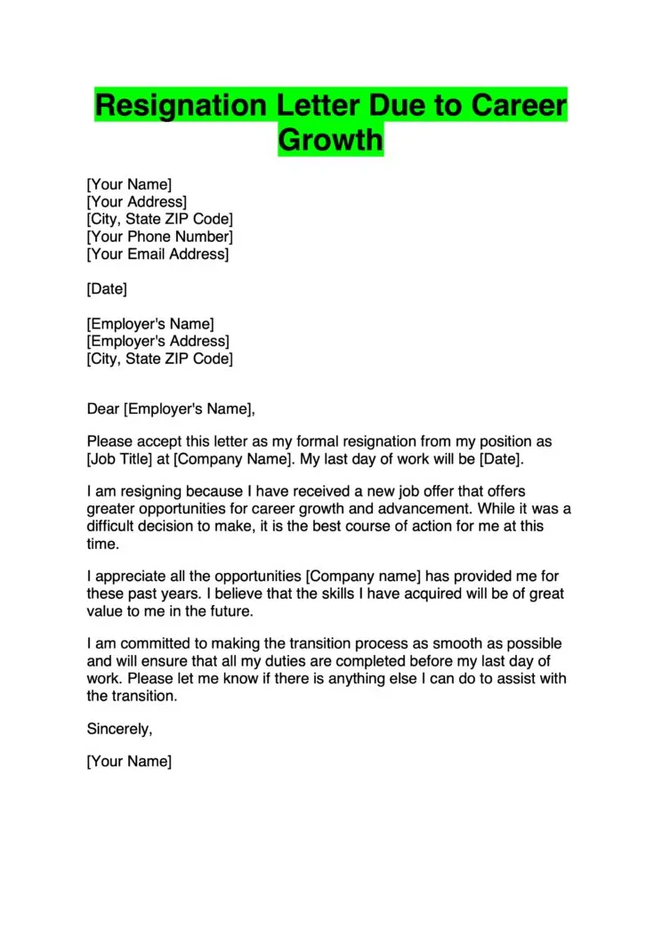 Resignation letter examples example of resignation letter word browse
