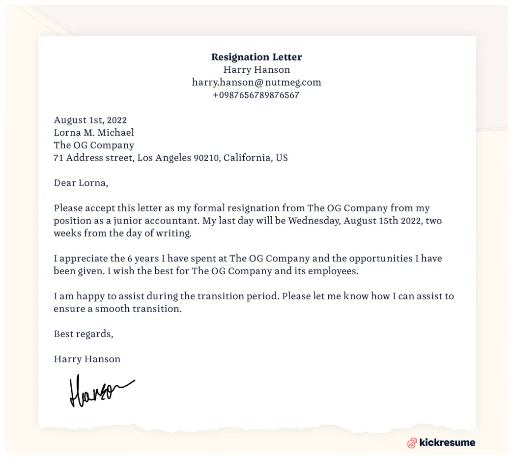 How to write a resignation letter tips examples templates formal