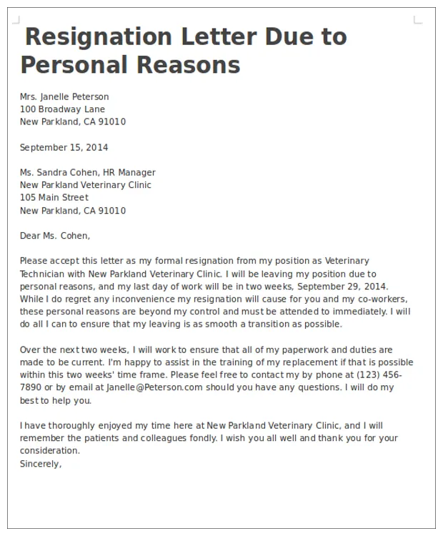 Immediate resignation letter s