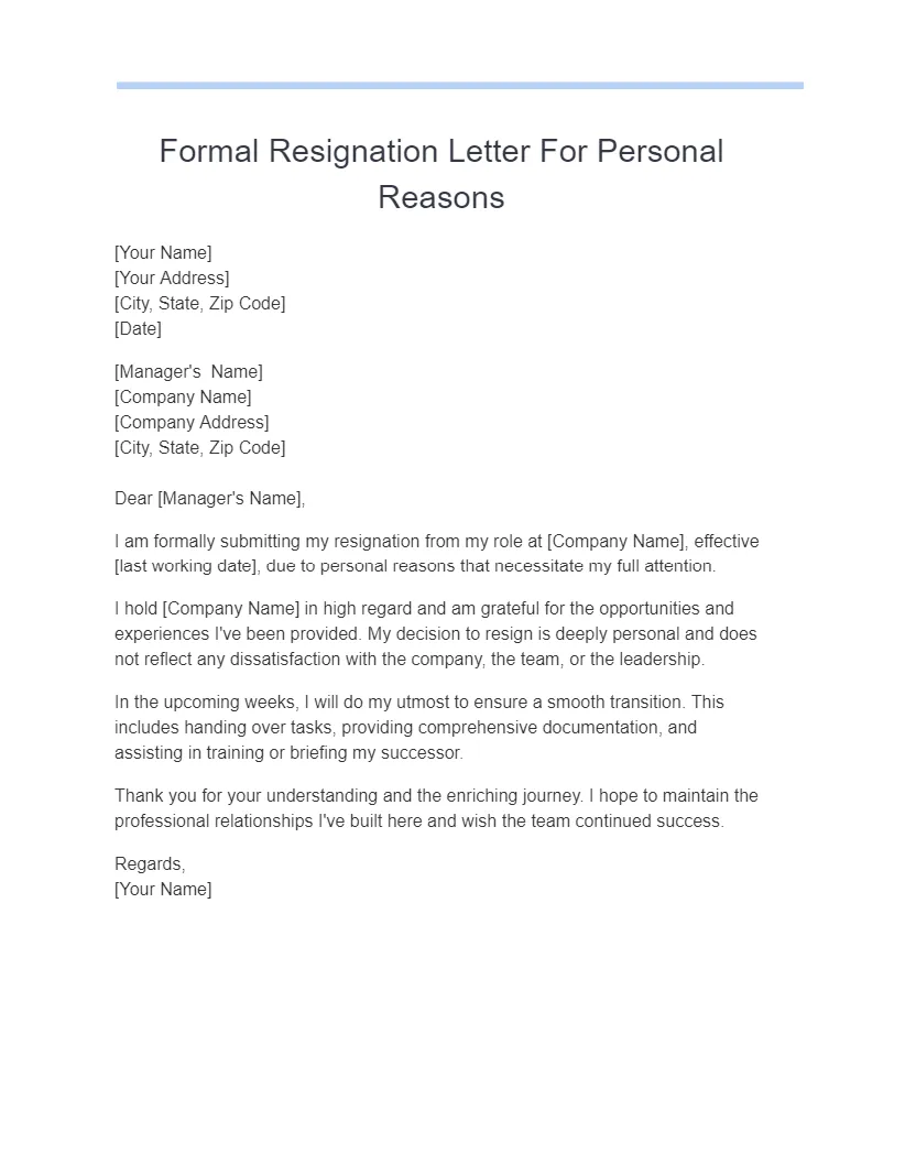 Resignation letter format in word due to personal reasons infoupdate
