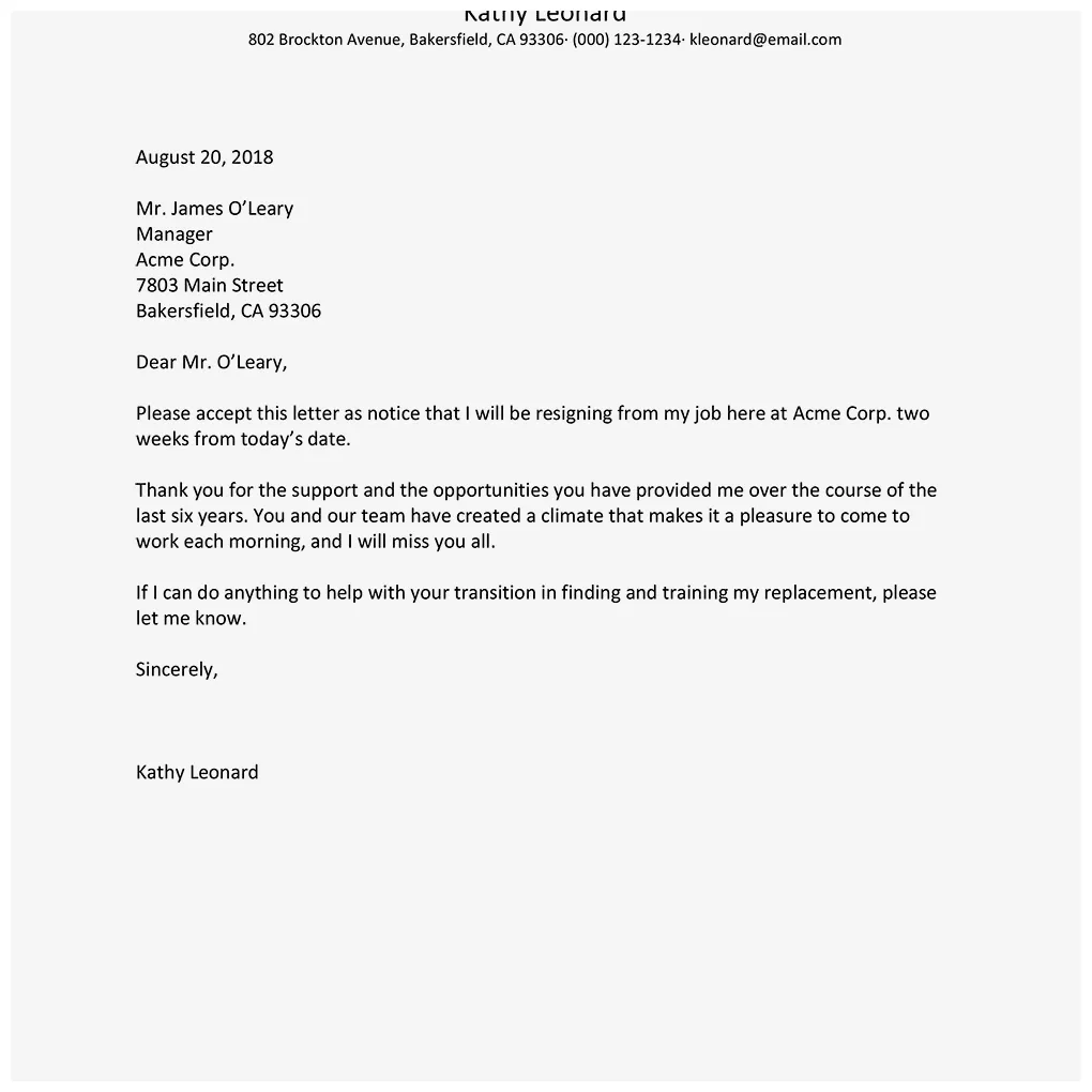 Sample resignation letter mt home arts