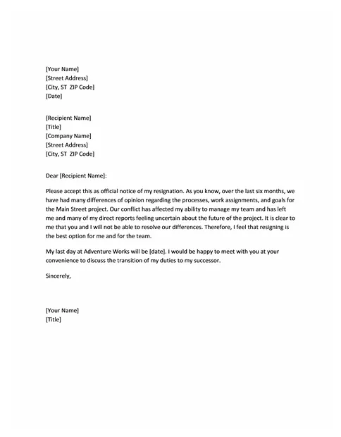 Resignation letter boss conflict smart letters