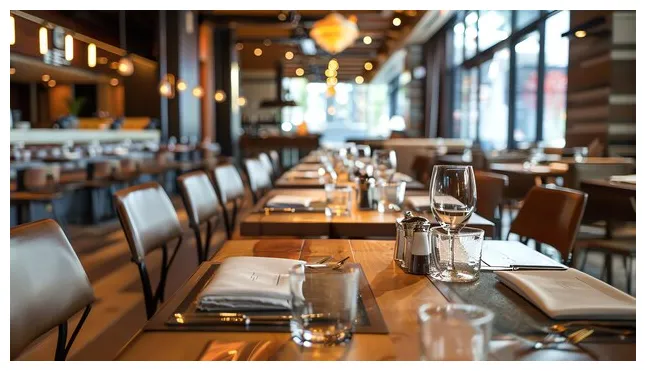 An empty table with a wine glass and water glass set for dinner at a