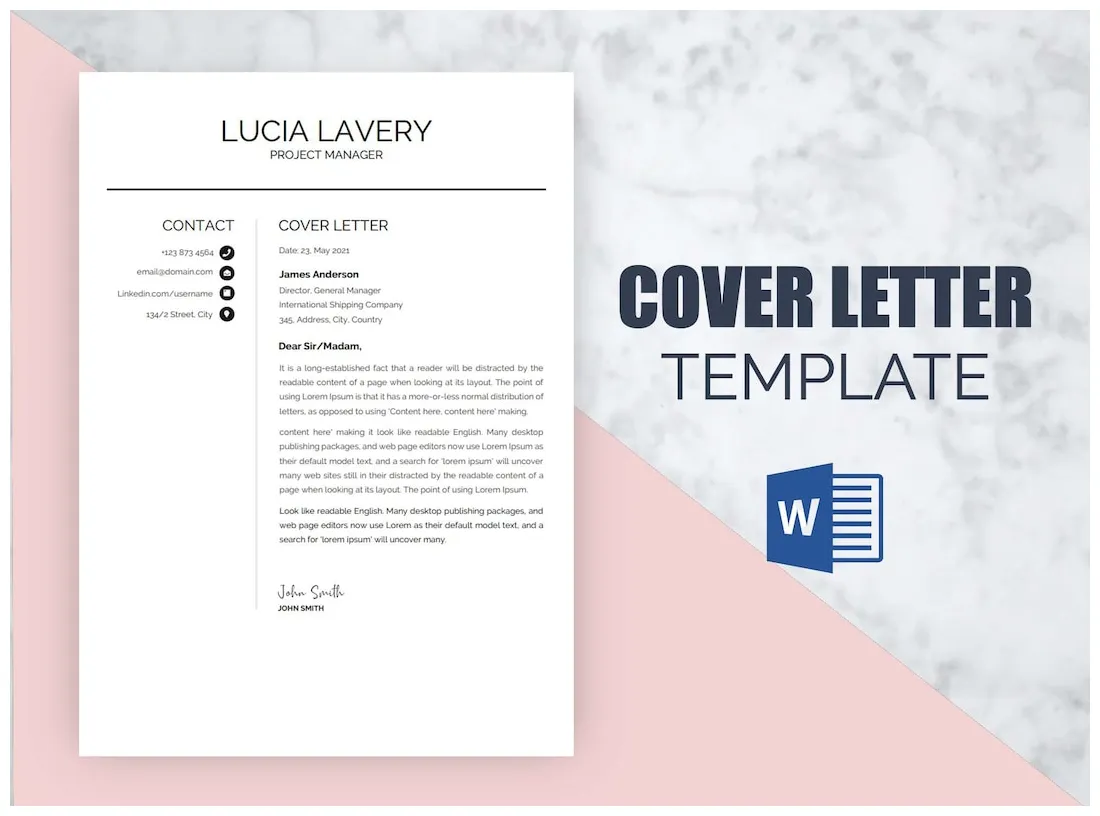 Professional Resume Cover Page Template Word, Cover Letter