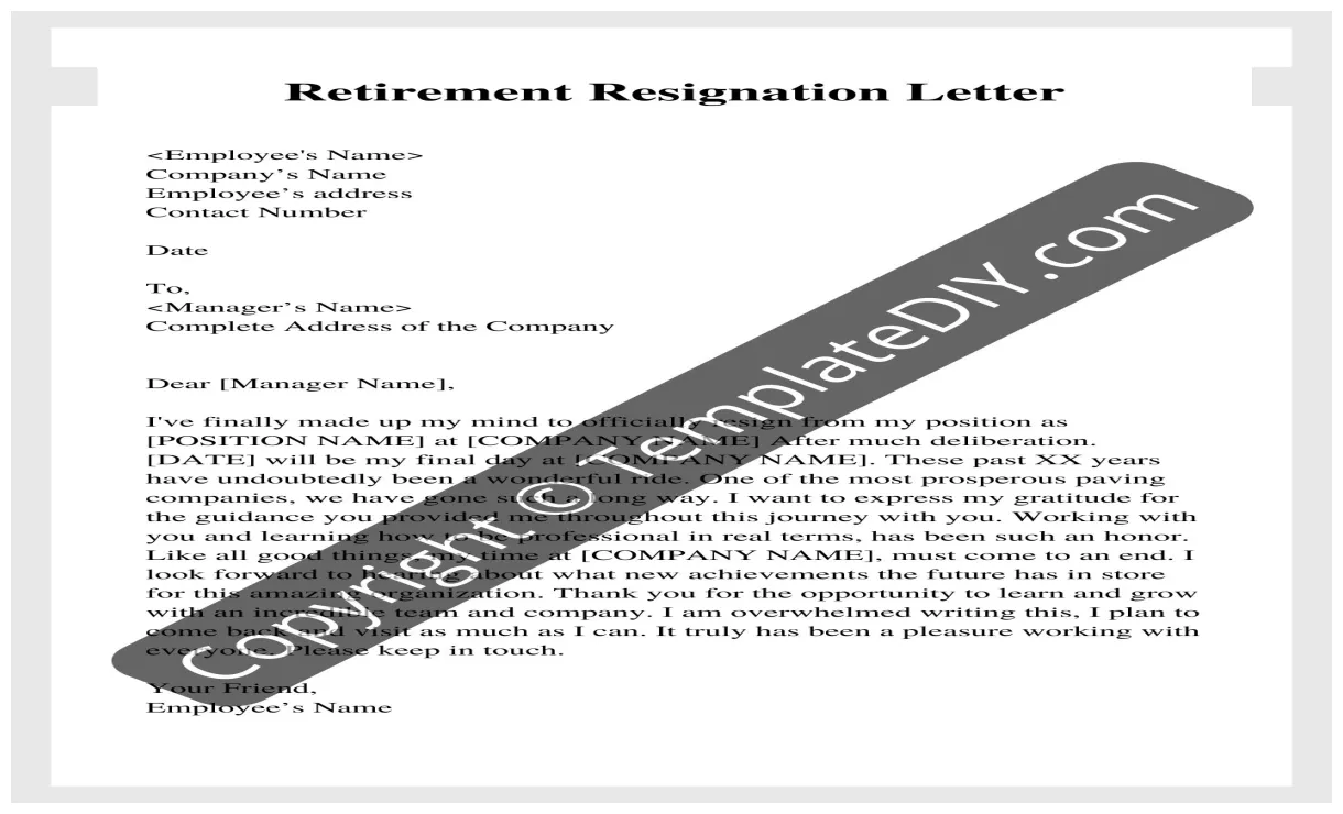 Retirement Resignation Letter Sample Template in Pdf & Word