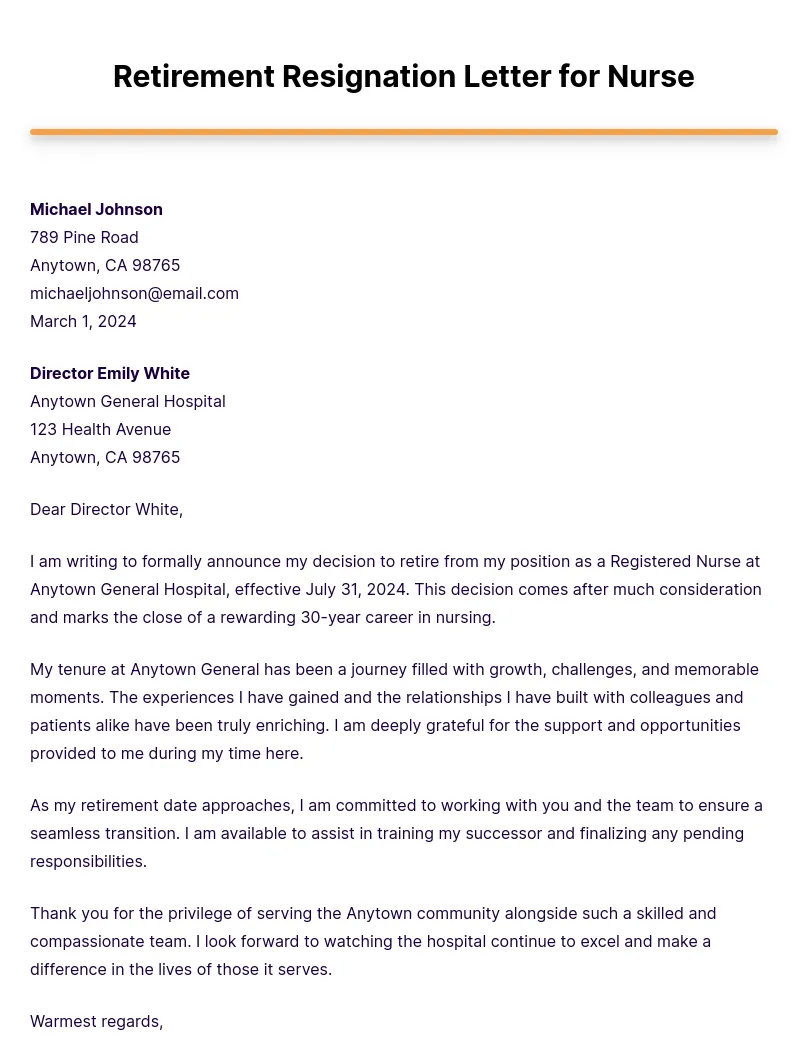 Letter of resignation nursing retirement age infoupdate printable coloring page