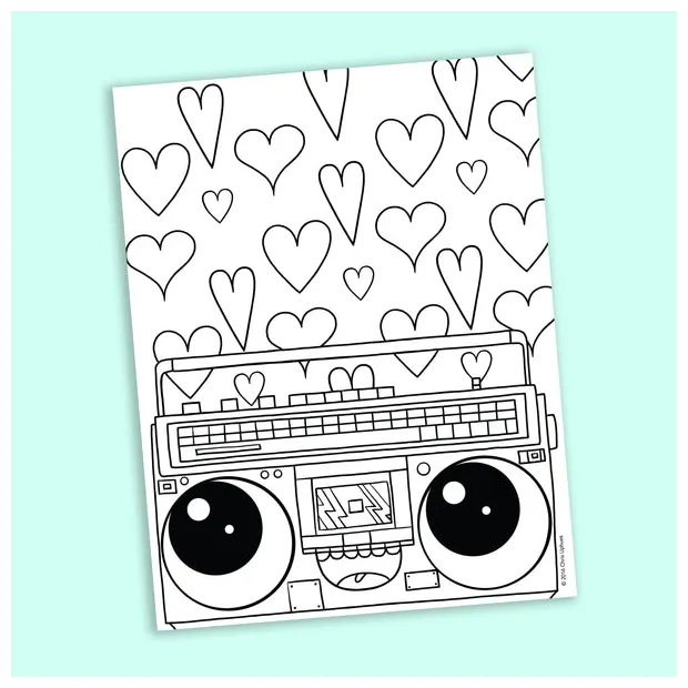 Boombox coloring page able pdf beautiful days