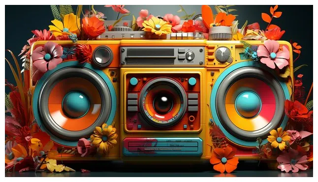 Premium ai colorful retro boombox 3d illustration