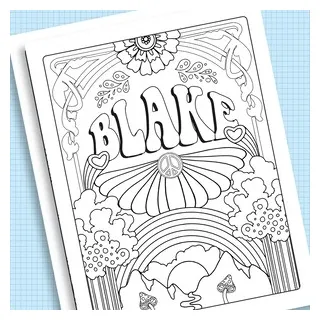 Retro Custom Coloring Page Printable, Girls Coloring Page, Adult