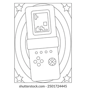 Game retro technology coloring book page stock vector