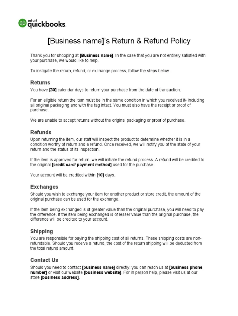 Return Policy Template 1 | PDF