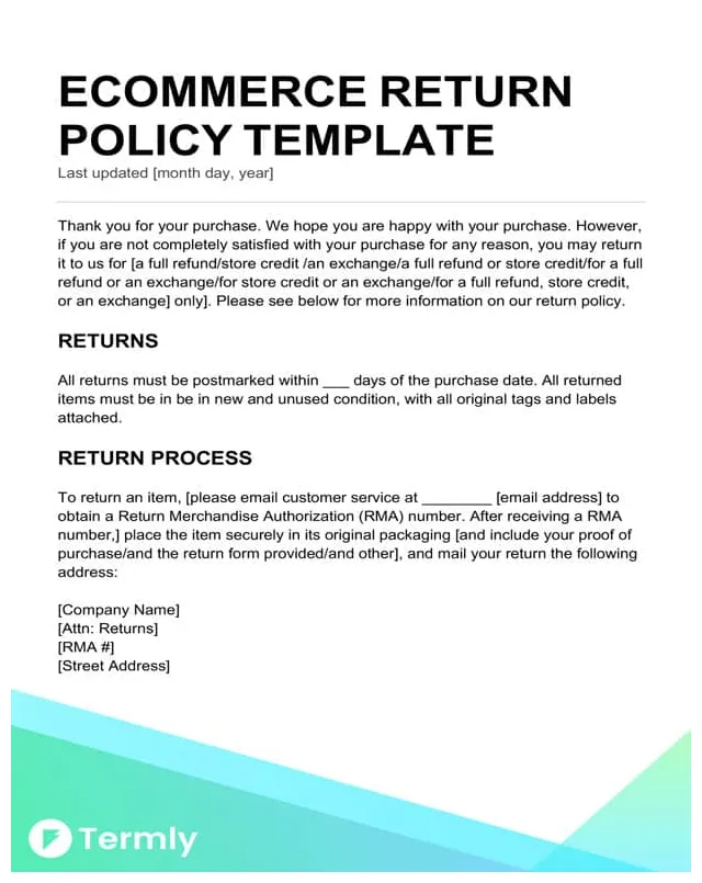 Return Policy Templates & Examples | Free to Download | Termly