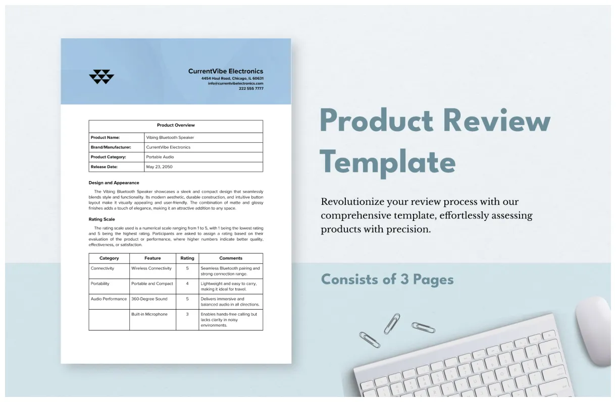 Review article template in word, pdf, google docs download template