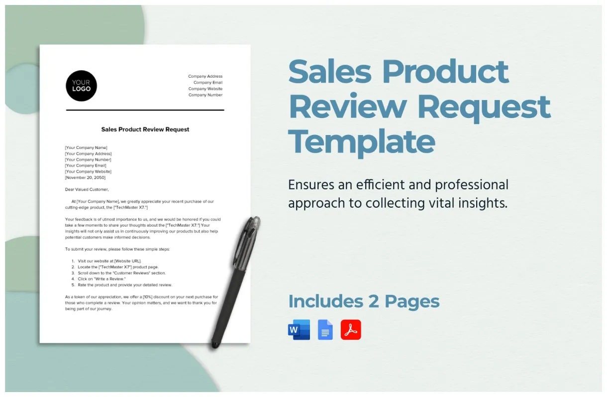 Sales product in pdf, word, google docs