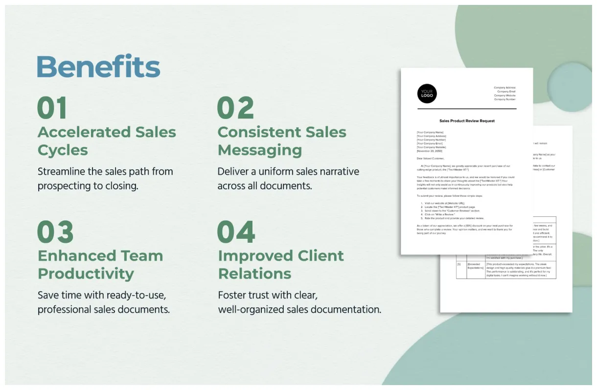 Sales product in pdf, word, google docs