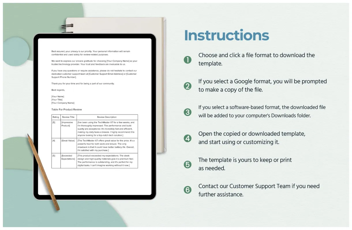 Sales product in pdf, word, google docs