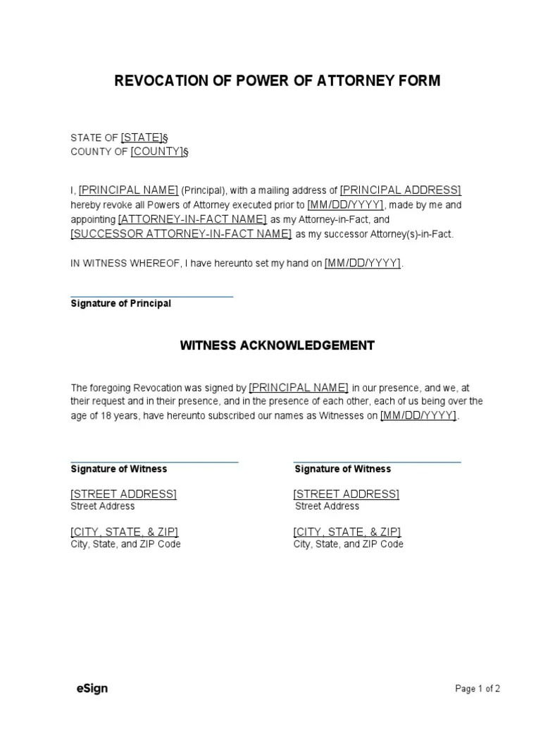 Revocation of Power of Attorney Form | PDF