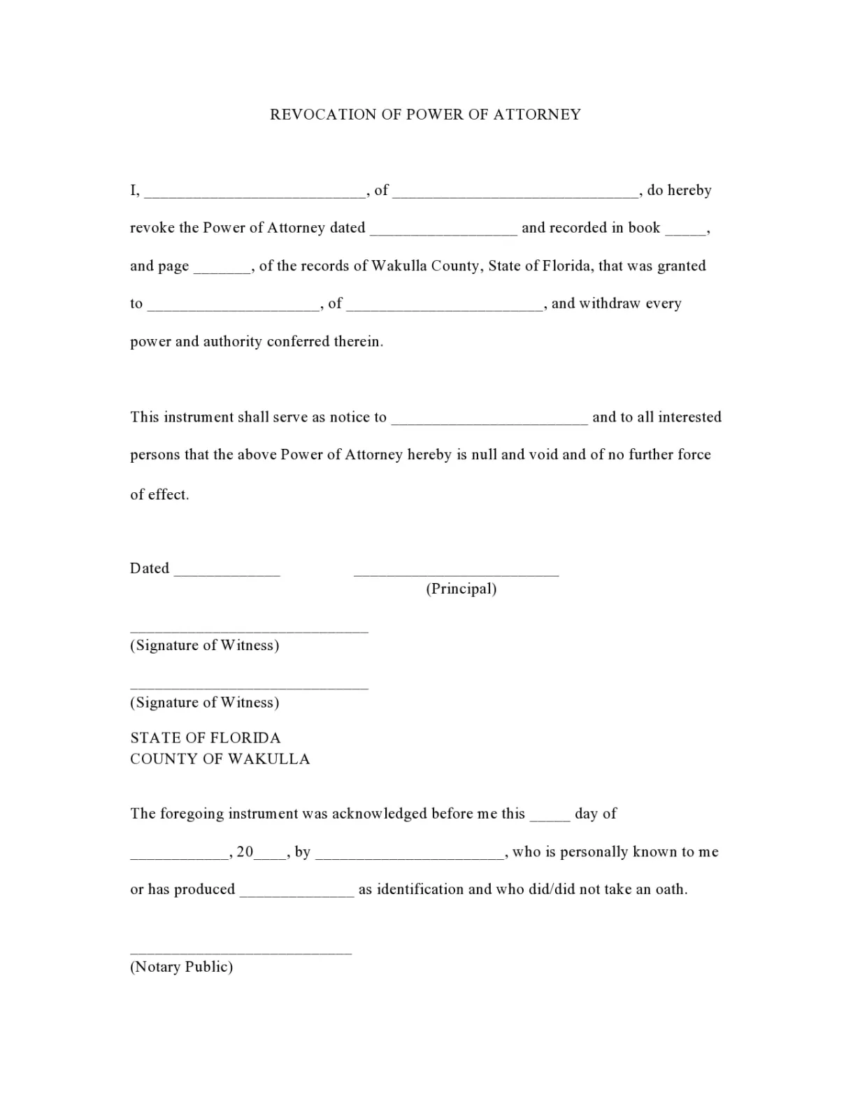 30 Free Power of Attorney Revocation Forms (Word/PDF) - TemplateArchive