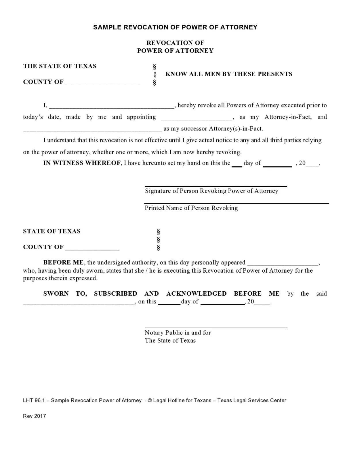 30 Free Power of Attorney Revocation Forms (Word/PDF) - TemplateArchive