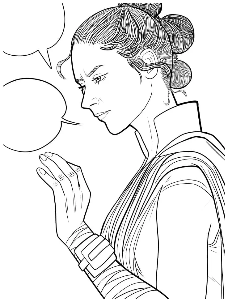 Rey in star wars coloring page download, print or color online for free