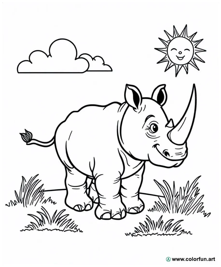 Printable rhino coloring page download or print for free