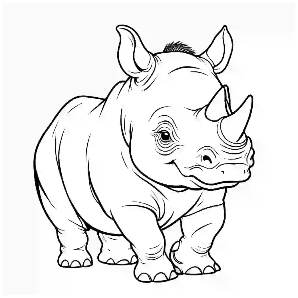 Rhinoceros printable coloring page lulu pages