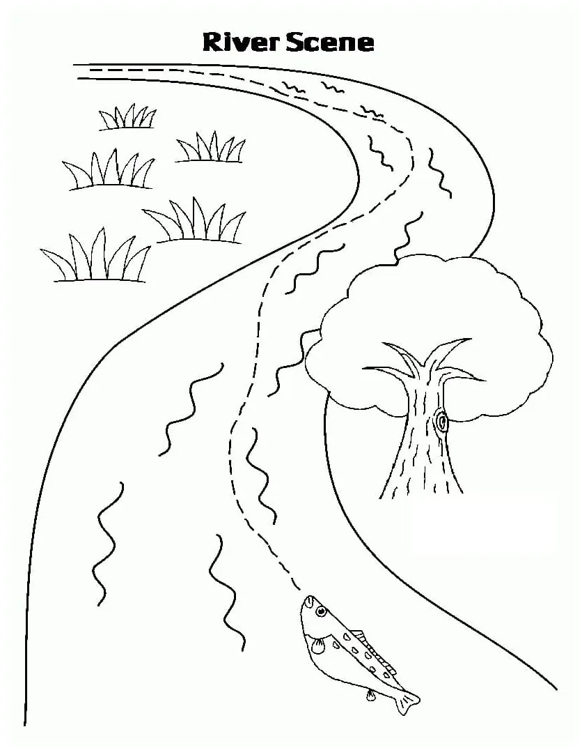 Printable river scene