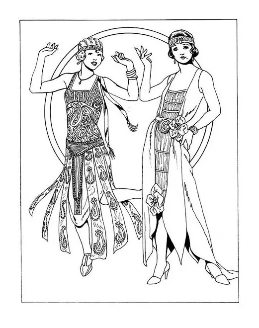 Coloring page in the roaring twenties flappers coloring pages