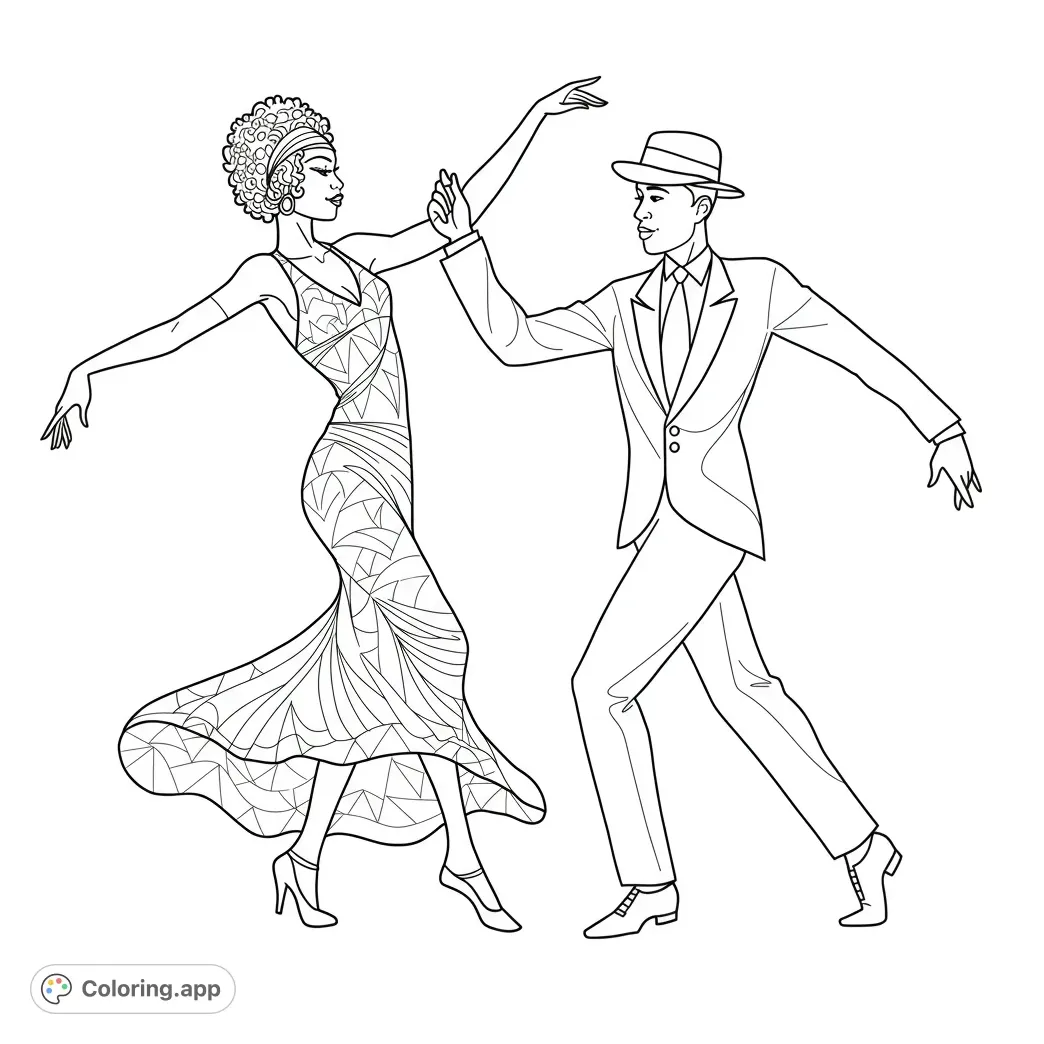 Roaring twenties dance duo coloring.app