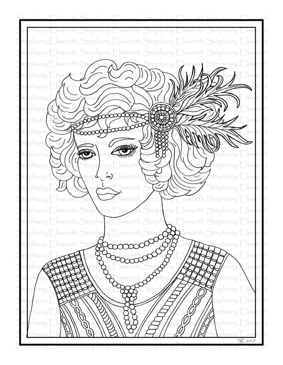 Roaring twenties sign coloring page