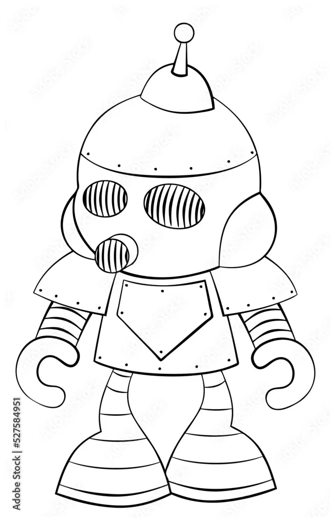 Robot. Element for coloring page. Cartoon style. Stock Vector | Adobe Stock