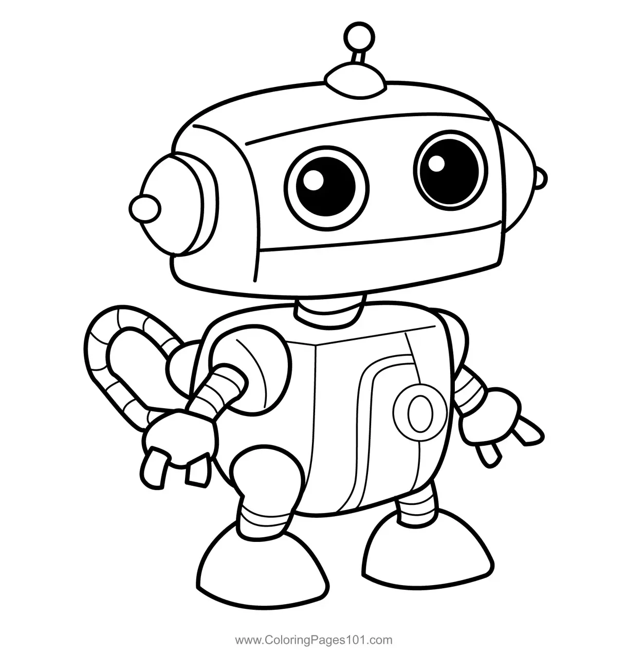 Cute Little Robot Pet Coloring Page for Kids - Free (various) Printable