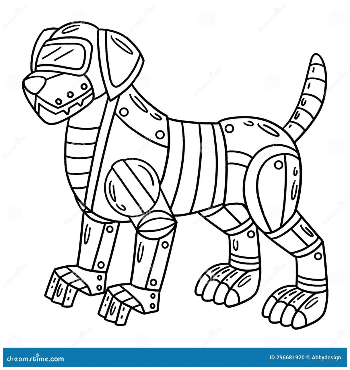 Robot Dog Isolated Coloring Page for Kids Stock Illustration
