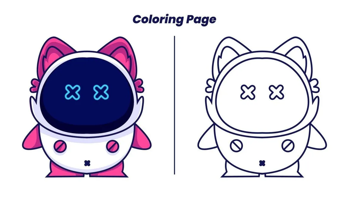 Robot Coloring Page Vector Art, Icons, and Graphics for Free Download