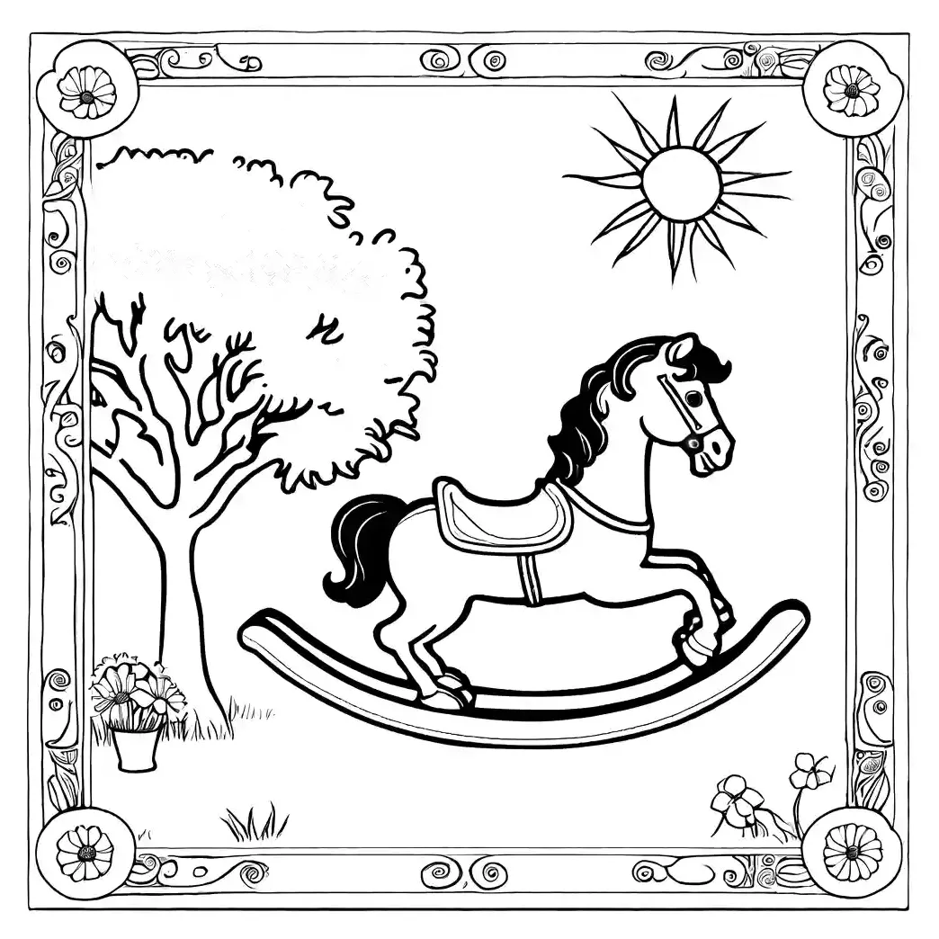 Rocking horse coloring page Lulu Pages