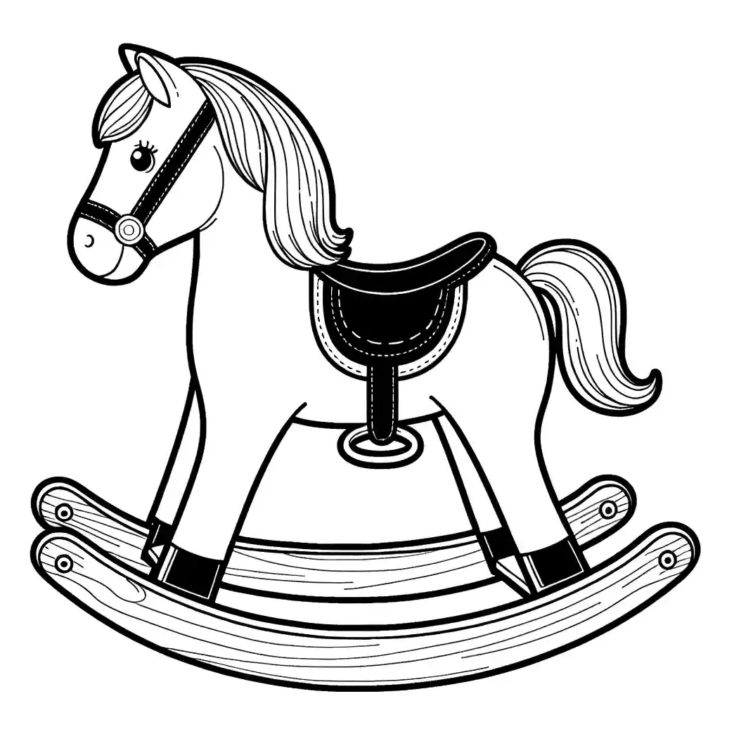 Cute rocking horse coloring page Lulu Pages