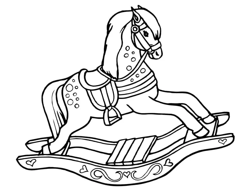 Cartoon Rocking Horse Coloring Page - Free Printable Coloring Pages for