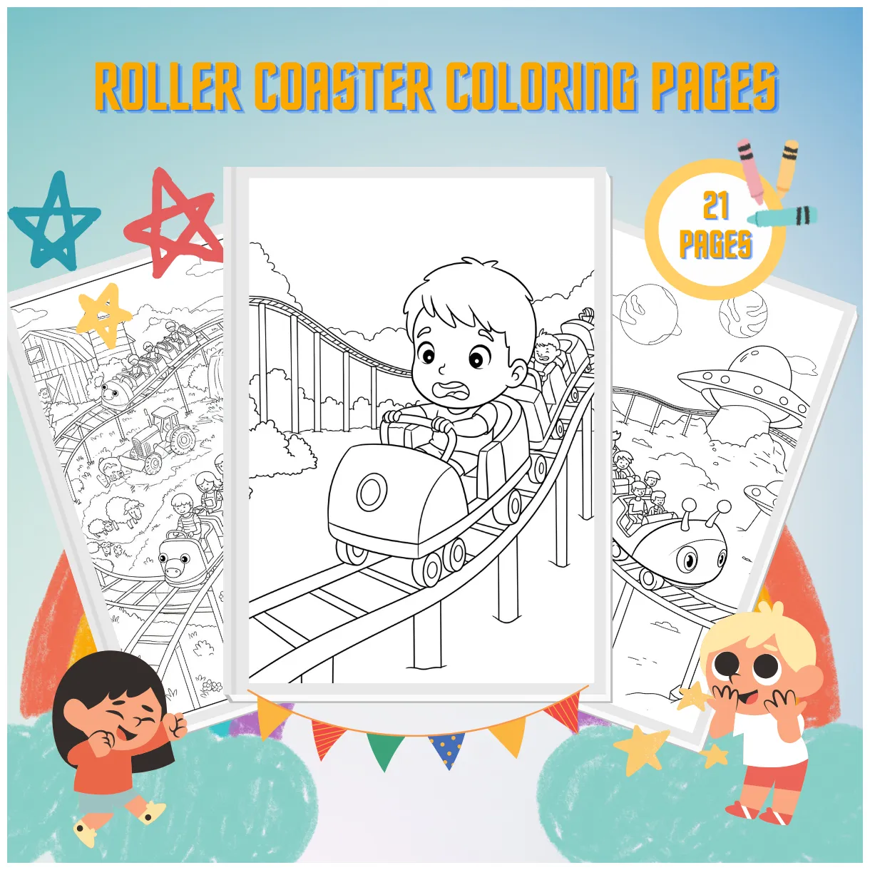 21 Roller Coaster Coloring Pages - Free PDF Printables