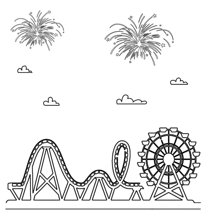 Free roller coaster coloring page download, print or color online for