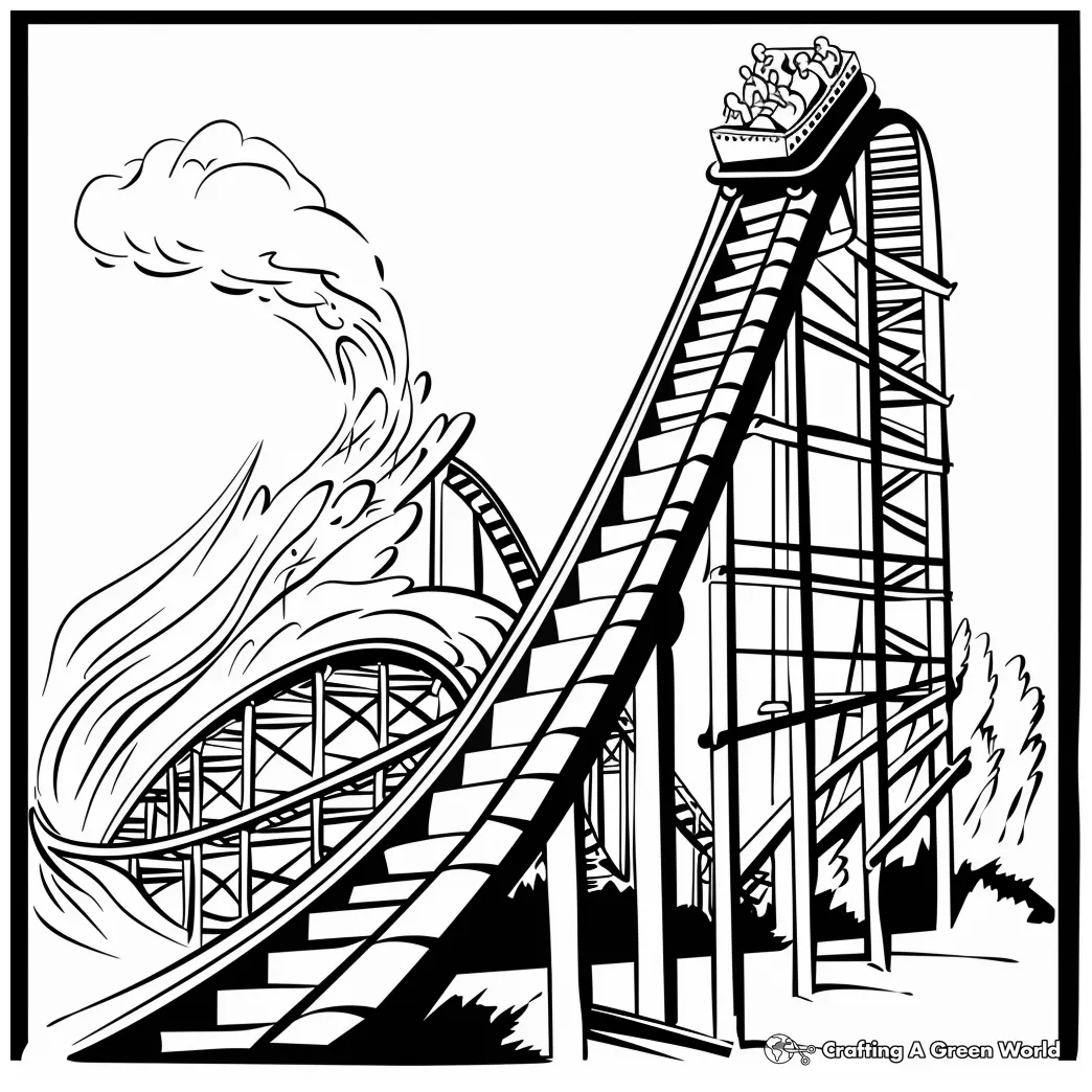 Roller coaster coloring page