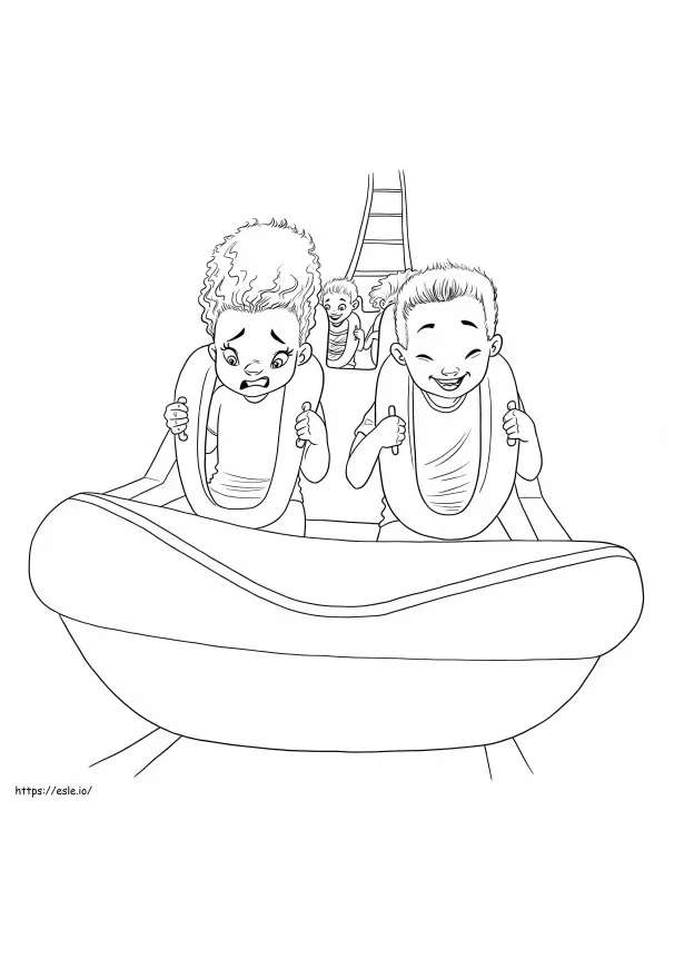 Playing roller coaster coloring page