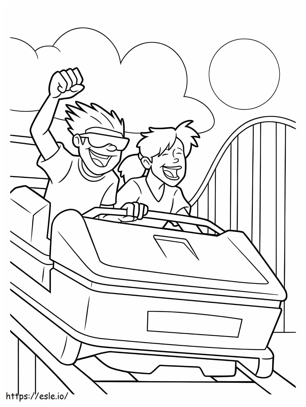 The roller coaster coloring page
