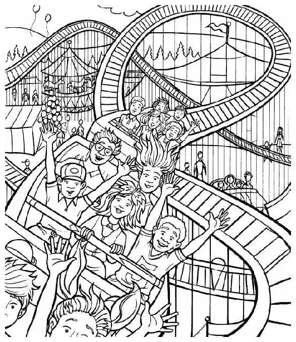 Roller coaster coloring page