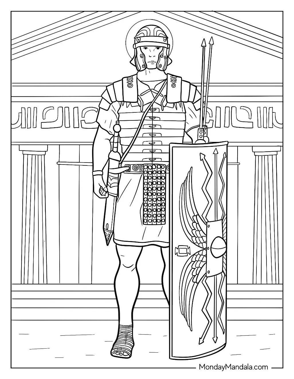 Roman soldier coloring page