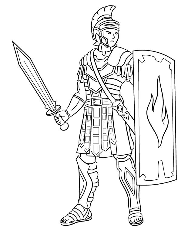 Roman centurion coloring sheet to print