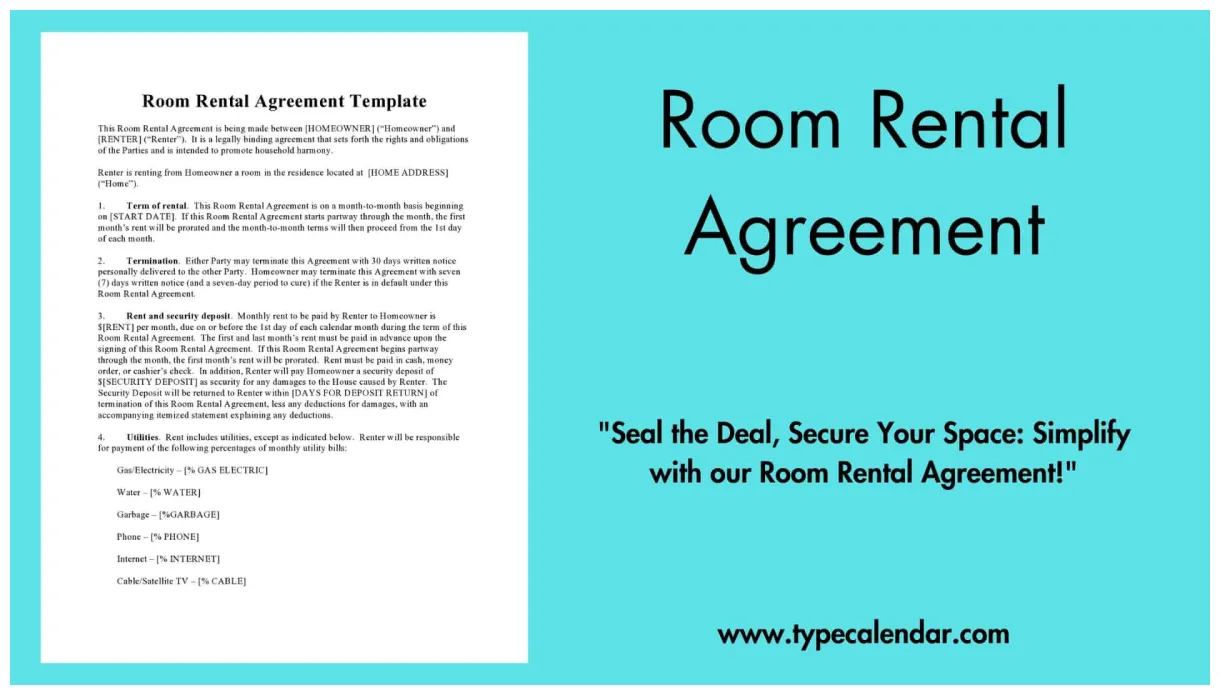 Free Printable Room Rental Agreement Templates [Word & Excel] Form