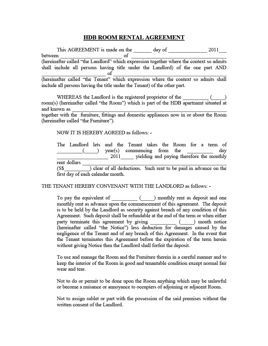 39 Simple Room Rental Agreement Templates - TemplateArchive