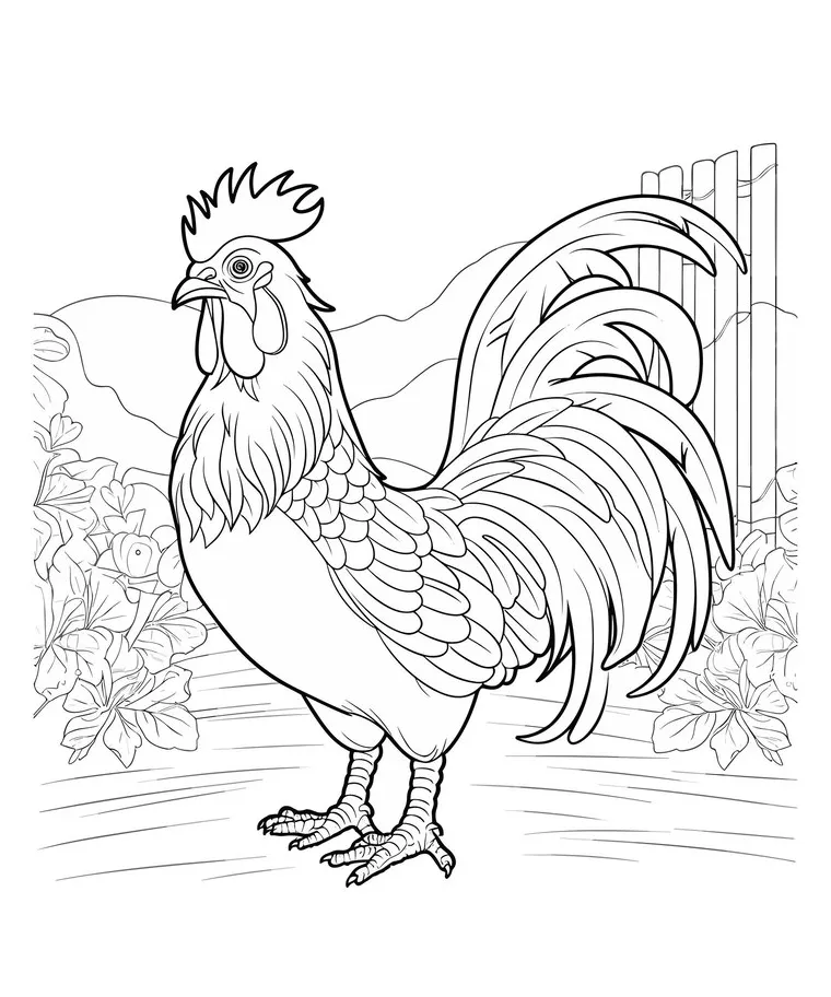 Premium vector for kids rooster coloring book