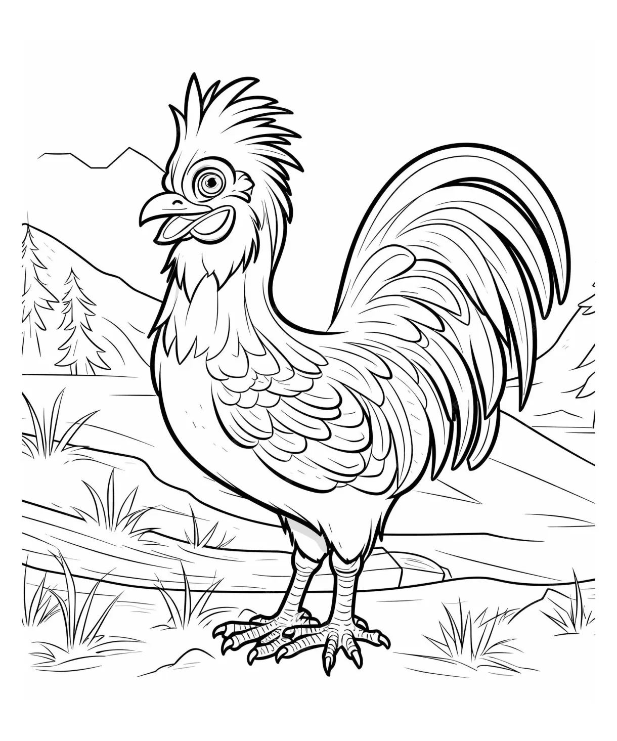 Premium vector for kids rooster coloring book