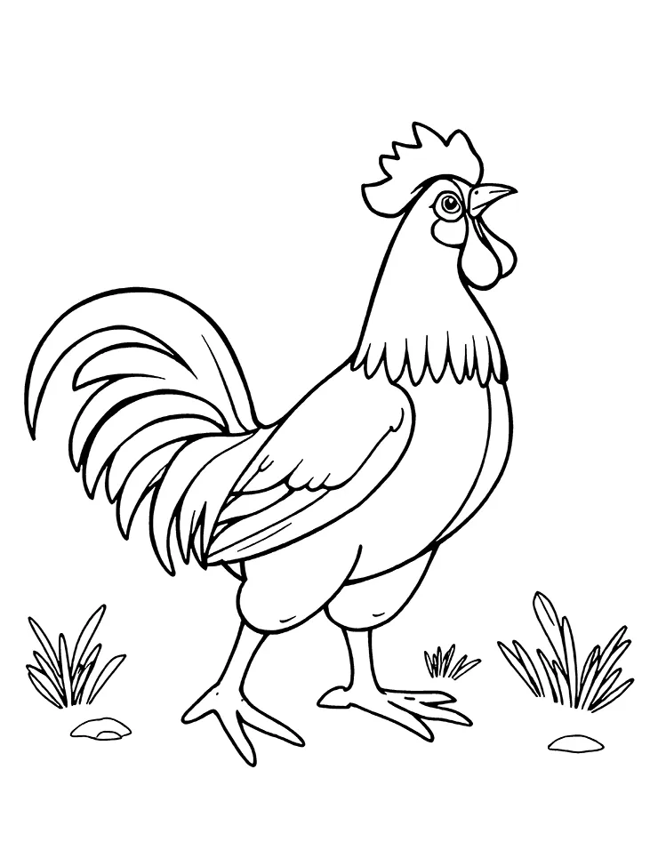 Rooster crowing coloring page
